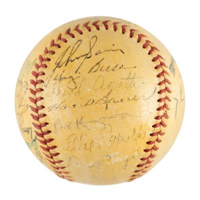 Lot #911 NY Yankees: 1952 Team-Signed Baseball w/ Bold Mantle - Image 5
