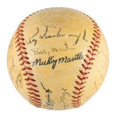 Lot #911 NY Yankees: 1952 Team-Signed Baseball w/ Bold Mantle - Image 6