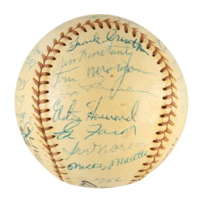 Lot #914 NY Yankees: 1956 Team-Signed Baseball w/ Mantle, Berra, Ford - Image 5