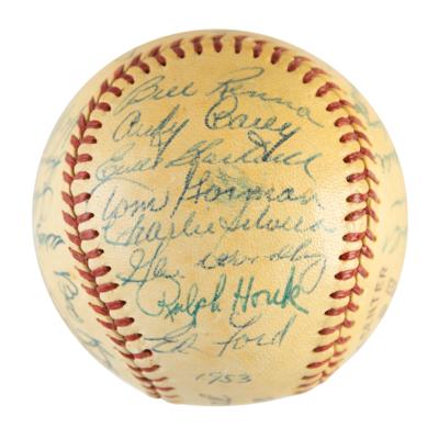 Lot #912 NY Yankees: 1953 Team-Signed Baseball w/ Mantle, Ford, Berra - Image 4
