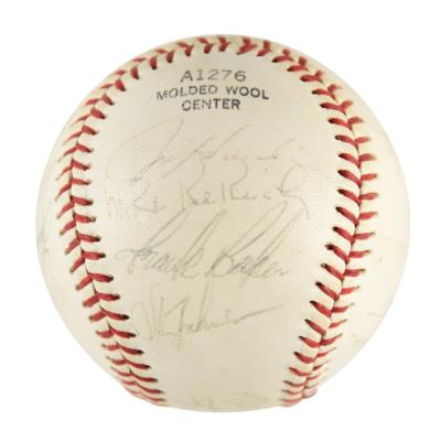 Lot #915 NY Yankees: 1971 Team-Signed Baseball w/ Munson - Image 3