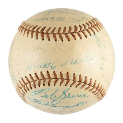 Lot #913 NY Yankees: 1955 Team-Signed Baseball w/ Mantle, Ford, Berra