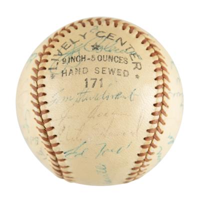 Lot #913 NY Yankees: 1955 Team-Signed Baseball w/ Mantle, Ford, Berra - Image 3