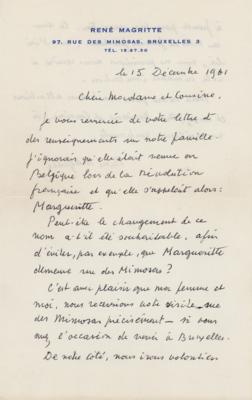 Lot #371 Rene Magritte Autograph Letter Signed