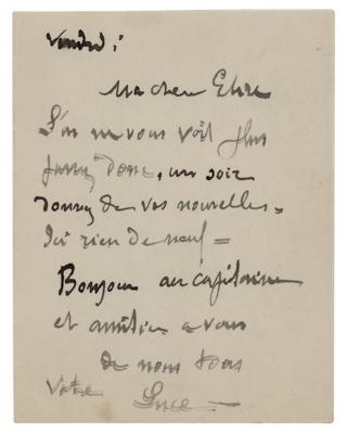 Lot #370 Maximilien Luce Autograph Letter Signed with Sketch