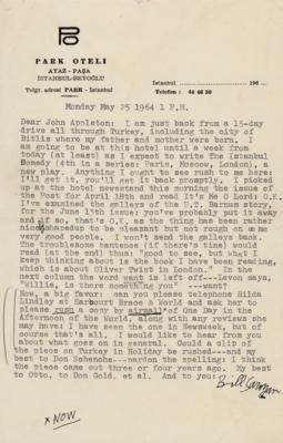 Lot #494 William Saroyan Typed Letter Signed