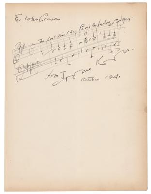 Lot #565 Jerome Kern Autograph Musical Quotation Signed
