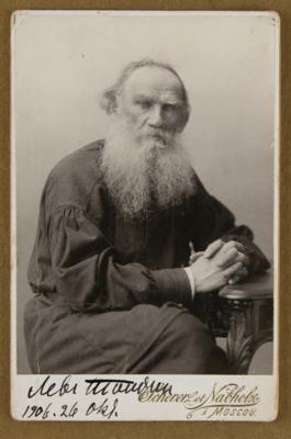 Lot #446 Leo Tolstoy Signed Photograph (1906)