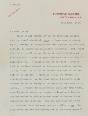 Lot #432 Henry James Typed Letter Signed