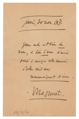 Lot #638 Jules Massenet Autograph Letter Signed