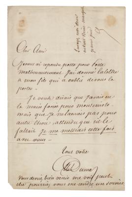 Lot #468 Alexandre Dumas, pere Autograph Letter Signed