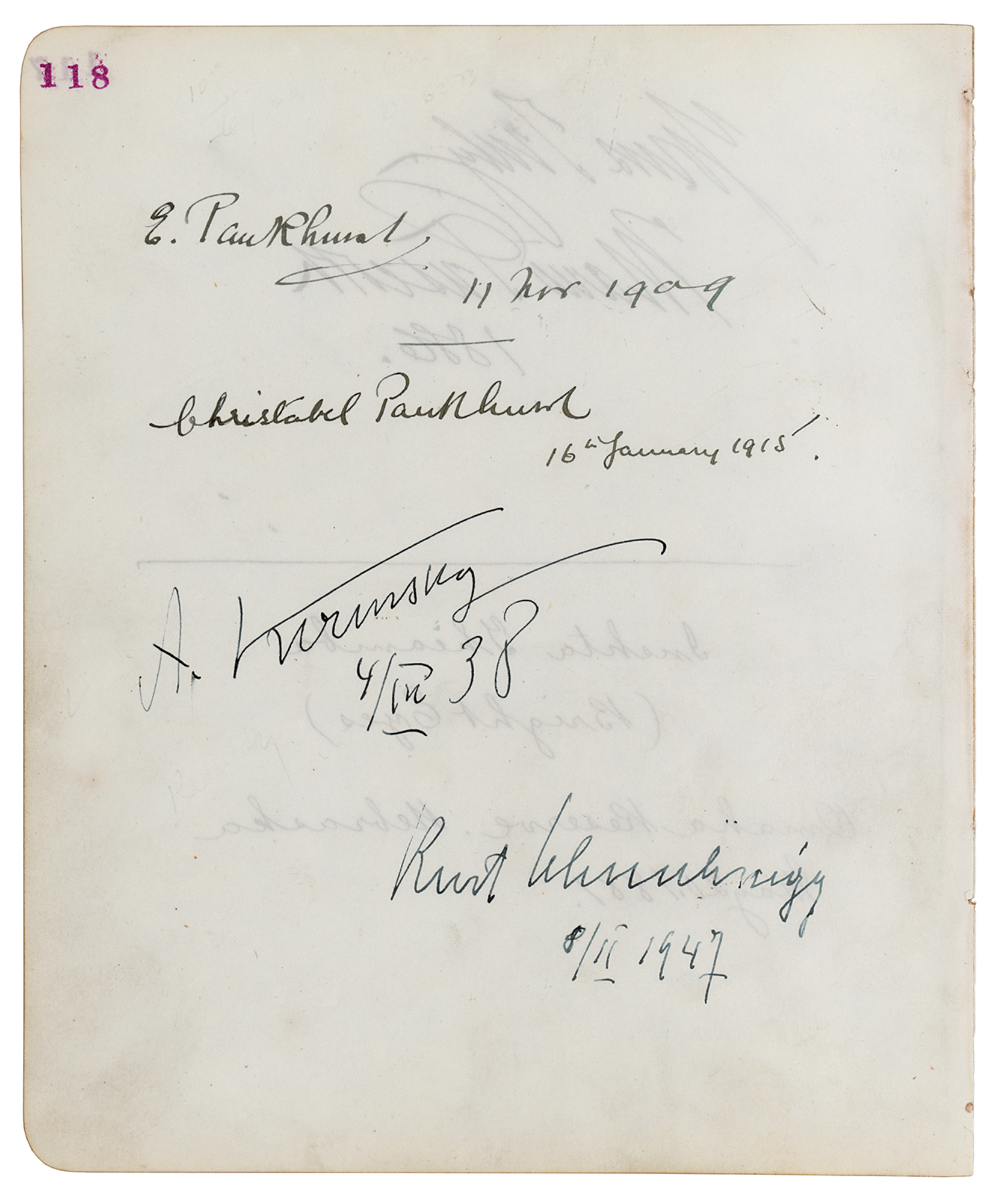 Lot #194 Alexander Kerensky and Emmeline Pankhurst Signatures