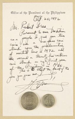 Lot #211 Ferdinand Marcos Autograph Letter Signed