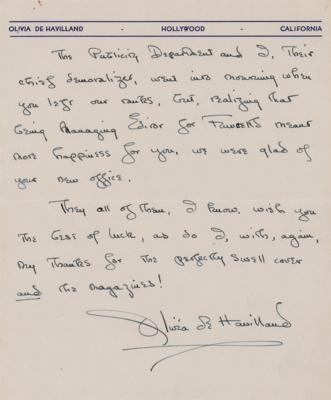Lot #804 Olivia de Havilland Autograph Letter Signed - Image 2