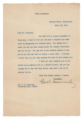 Lot #841 Carl Laemmle Typed Letter Signed