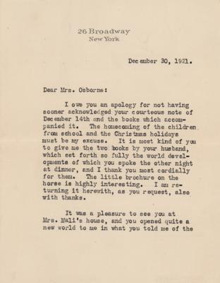 Lot #230 John D. Rockefeller, Jr. Typed Letter Signed