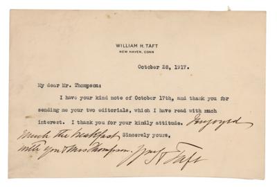 Lot #98 William H. Taft Typed Letter Signed