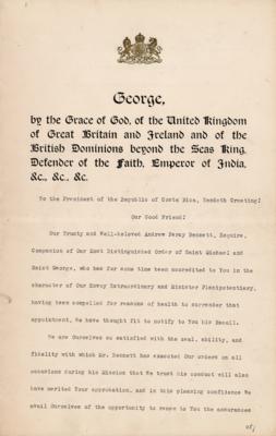 Lot #204 King George V Typed Letter Signed