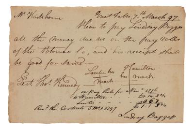 Lot #221 Potomac Company: Tobias Lear Document Signed