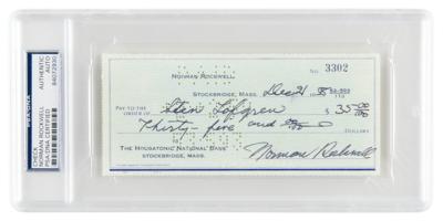 Lot #394 Norman Rockwell Signed Check