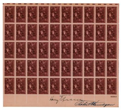 Lot #101 Harry S. Truman Signed Stamp Sheet - Image 1