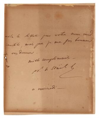 Lot #500 Madame de Stael Autograph Letter Signed - Image 1