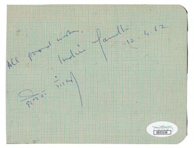 Lot #174 Indira Gandhi Signature