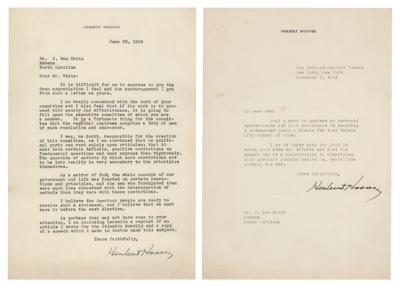 Lot #75 Herbert Hoover (2) Typed Letters Signed