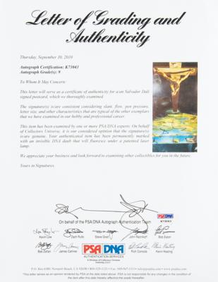 Lot #384 Salvador Dali Signed Postcard - PSA MINT 9 - Image 2