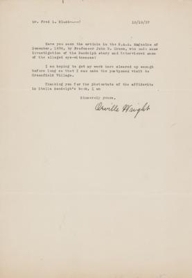 Lot #301 Orville Wright Typed Letter Signed on Early Flying Machine - Image 2