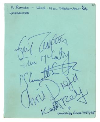 Lot #589 The Yardbirds Signatures with Eric Clapton