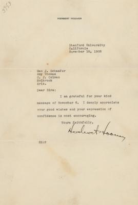 Lot #76 Herbert Hoover Typed Letter Signed as President-Elect
