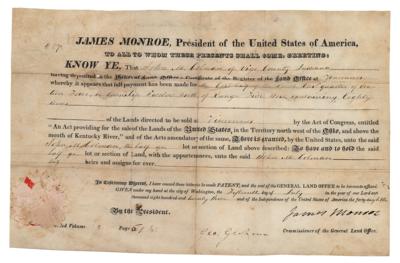 Lot #87 James Monroe Document Signed as President