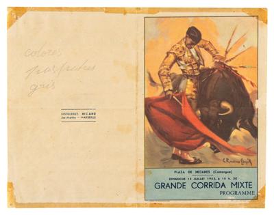 Lot #374 Pablo Picasso Signed Sketch for Bullfighter - Image 2