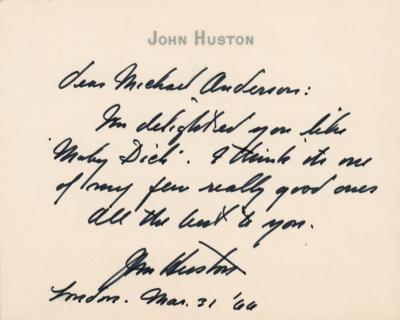 Lot #833 John Huston Autograph Note Signed on Moby Dick