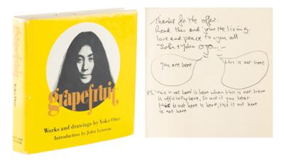 Lot #573 Beatles: John Lennon Signed Book with Original Sketch