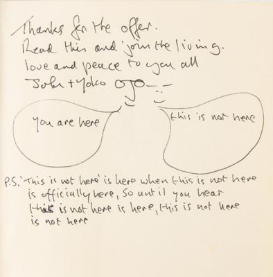 Lot #573 Beatles: John Lennon Signed Book with Original Sketch - Image 2