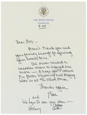 Lot #28 Bill, Hillary, and Chelsea Clinton Autograph Letter Signed - Image 1