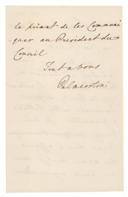 Lot #215 Lord Henry Palmerston Autograph Letter Signed - Image 2