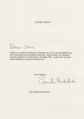 Lot #151 Camilla, Queen Consort Typed Letter Signed