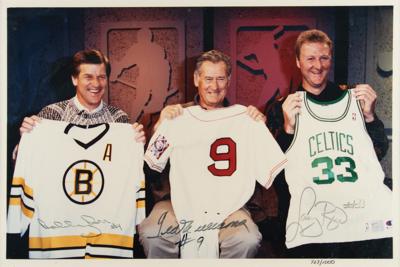 Lot #920 Boston Legends: Bird, Orr, and Williams Signed Photo Print