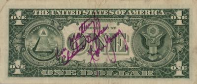 Lot #328 Apollo 16 Prime and Backup Crews Signed One-Dollar Bill