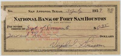 Lot #312 Gus Grissom Signed Check