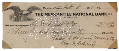 Lot #678 W. C. Handy Signed Check