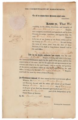 Lot #105 Elbridge Gerry Document Signed as Massachusetts Governor