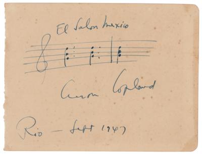 Lot #526 Aaron Copland Autograph Musical Quotation Signed