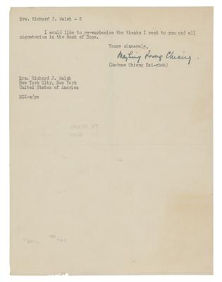 Lot #111 Madame Chiang Kai-shek Typed Letter Signed to Pearl Buck