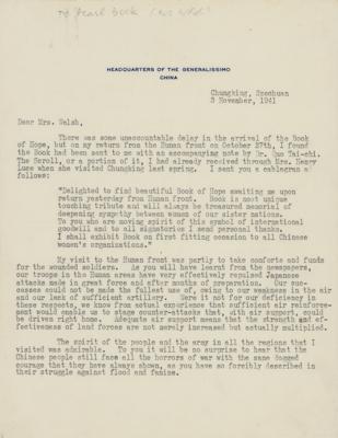 Lot #111 Madame Chiang Kai-shek Typed Letter Signed to Pearl Buck - Image 2