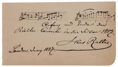 Lot #649 Hans Richter Autograph Musical Quotation Signed