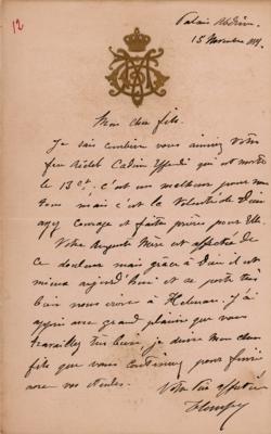 Lot #269 Isma'il Pasha of Egypt Autograph Letter Signed